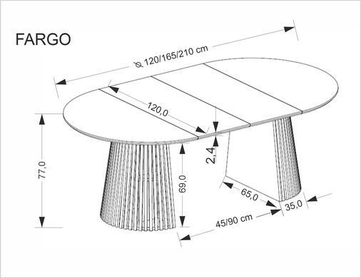 Стол FARGO Halmar 120(210)x 120 Натуральный фотография