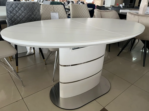 Стіл розкладний SANREMO CERAMIC Intarsio 160(200)x90 Білий Ефект Мармуру фотографія