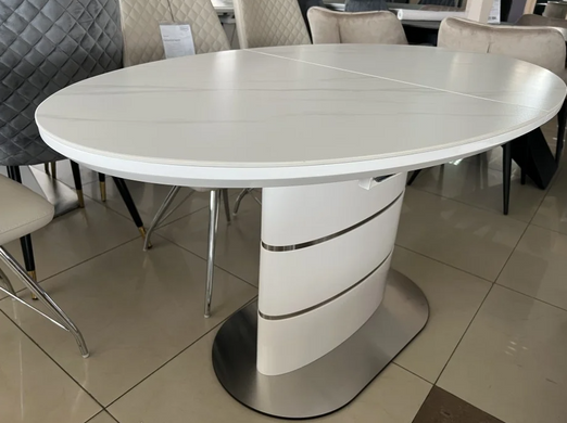 Стіл розкладний SANREMO CERAMIC Intarsio 160(200)x90 Білий Ефект Мармуру фотографія