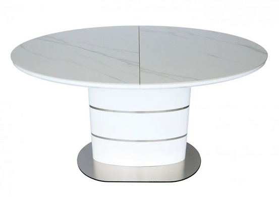 Стіл розкладний SANREMO CERAMIC Intarsio 160(200)x90 Білий Ефект Мармуру фотографія
