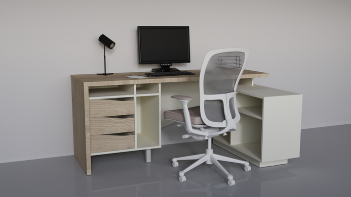 Стіл письмовий CONNECT 2 R SK Intarsio 1800*786 дуб кремона котта/стоун бейж фотографія