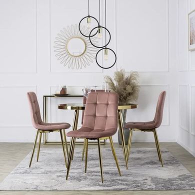 Стул бархатный MEBEL ELITE YORK Velvet, Розовый / Золотой фотография