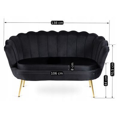Софа MEBEL ELITE ZENDAYA 138 см Чорний фотографія