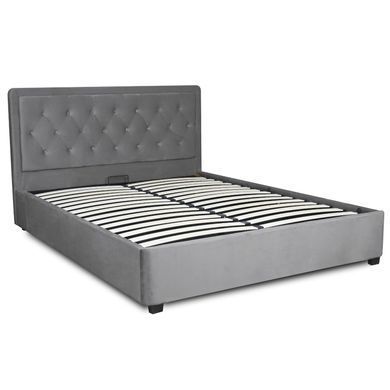 Кровать двуспальная бархатная MEBEL ELITE CROS Velvet 140x200 см Темно Серый фотография