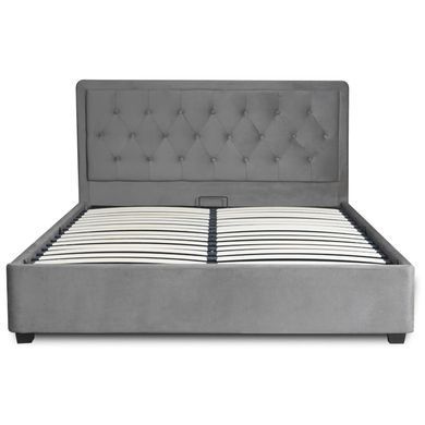 Кровать двуспальная бархатная MEBEL ELITE CROS Velvet 140x200 см Темно Серый фотография