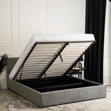 Кровать двуспальная бархатная MEBEL ELITE ALISSON Velvet 160x200 Серый фотография