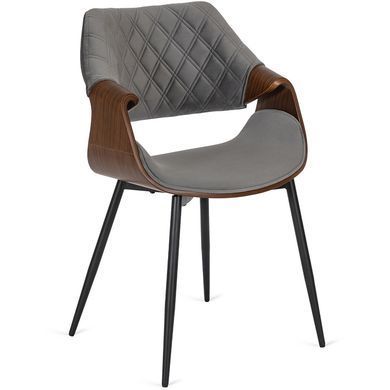 Комплект стіл MEBEL ELITE LINO 100х100 см Горіх / Чорний +4 стільці DAKOTA сірий / горіховий фотографія