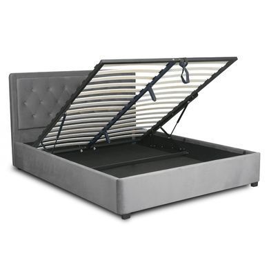 Кровать двуспальная бархатная MEBEL ELITE CROS Velvet 140x200 см Темно Серый фотография