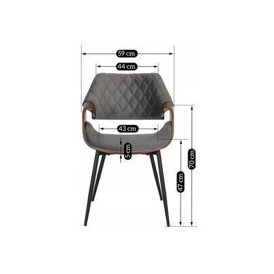 Комплект стіл MEBEL ELITE LINO 100х100 см Горіх / Чорний +4 стільці DAKOTA сірий / горіховий фотографія