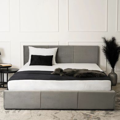 Кровать двуспальная бархатная MEBEL ELITE ALISSON Velvet 160x200 Серый фотография