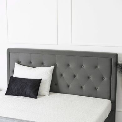 Кровать двуспальная бархатная MEBEL ELITE CROS Velvet 140x200 см Темно Серый фотография