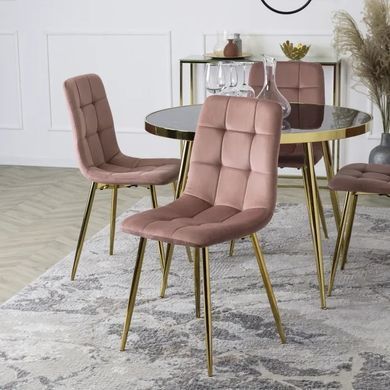 Стул бархатный MEBEL ELITE YORK Velvet, Розовый / Золотой фотография