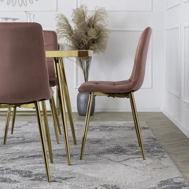 Стул бархатный MEBEL ELITE YORK Velvet, Розовый / Золотой фотография