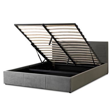 Кровать двуспальная бархатная MEBEL ELITE ALISSON Velvet 160x200 Серый фотография