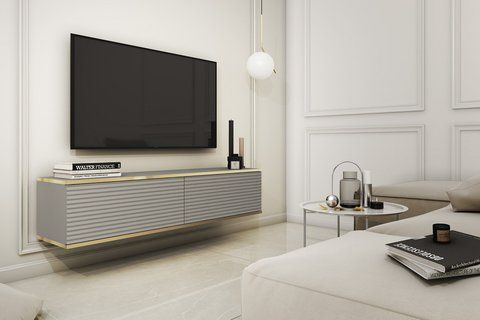 Тумба під телевізор навісна Perfect Home Оро / Oro 2-дверна RTV135 MDF Сірий фотографія