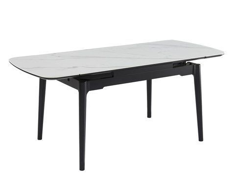 Стіл DUBLIN CERAMIC 120(180)*80 Intarsio білий глянець/чорний каркас фотографія