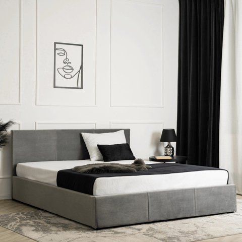 Ліжко двоспальне оксамитове MEBEL ELITE ALISSON Velvet 140x200 Сірий фотографія