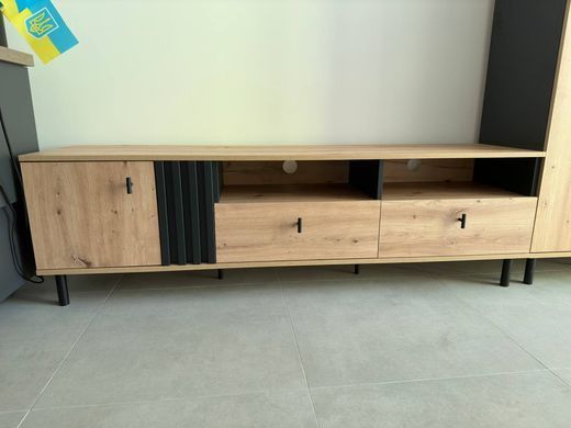 Тумба под телевизор Perfect Home Мадис/Madis 1-дверная с 2 ящиками 1D2S/165 Дуб артизан/антрацит фотография