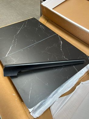 Стіл розкладний BERLIN CERAMIC Intarsio 111(140)x75 чорний мат/чорний каркас фотографія