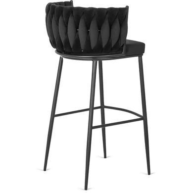 Барный стул бархатный MEBEL ELITE FLORES Velvet черный / черный фотография