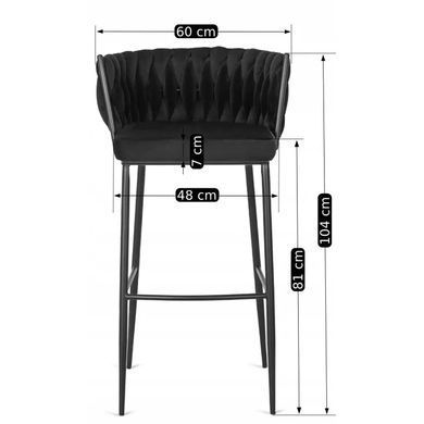 Барный стул бархатный MEBEL ELITE FLORES Velvet черный / черный фотография