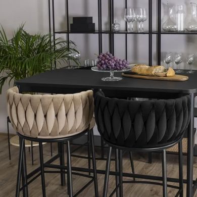 Барный стул бархатный MEBEL ELITE FLORES Velvet черный / черный фотография