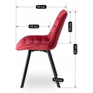 Стул бархатный MEBEL ELITE RICK Velvet, Бордовый фотография
