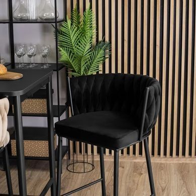 Барный стул бархатный MEBEL ELITE FLORES Velvet черный / черный фотография