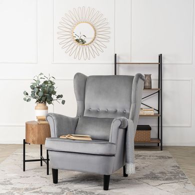 Кресло мягкое бархатное MEBEL ELITE KLARIS 2 Velvet Серый фотография
