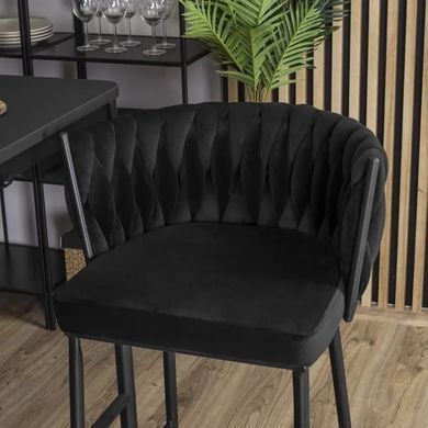 Барный стул бархатный MEBEL ELITE FLORES Velvet черный / черный фотография