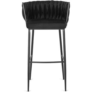 Барный стул бархатный MEBEL ELITE FLORES Velvet черный / черный фотография