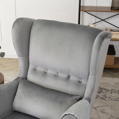Кресло мягкое бархатное MEBEL ELITE KLARIS 2 Velvet Серый фотография