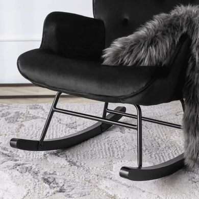 Крісло-гойдалка оксамитове MEBEL ELITE ELIS Velvet Чорний фотографія