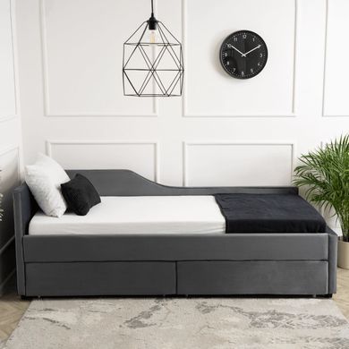Кровать бархатная MEBEL ELITE JONAS Velvet 90x200 Сеерий фотография