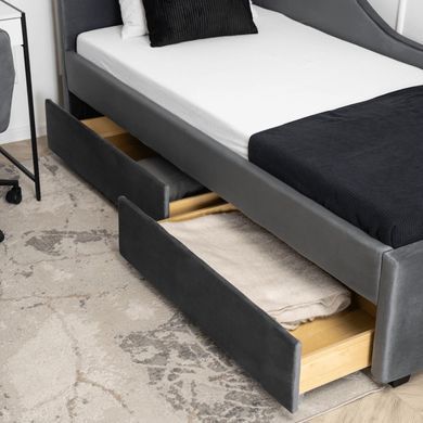Кровать бархатная MEBEL ELITE JONAS Velvet 90x200 Сеерий фотография