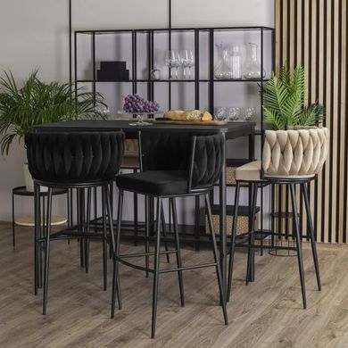 Барный стул бархатный MEBEL ELITE FLORES Velvet черный / черный фотография