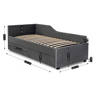 Кровать бархатная MEBEL ELITE JONAS Velvet 90x200 Сеерий фотография