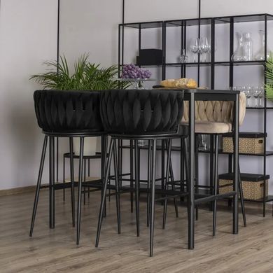 Барный стул бархатный MEBEL ELITE FLORES Velvet черный / черный фотография