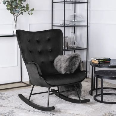 Крісло-гойдалка оксамитове MEBEL ELITE ELIS Velvet Чорний фотографія