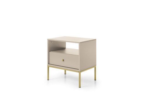 Тумба приліжкова Perfect Home Моно / Mono з 1 шухлядою та золотими ніжками MS54 Беж пісочний фотографія