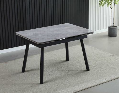 Стол раскладной MADRID CERAMIC Intarsio 120(180)*85 Серый Глянец Черный фотография