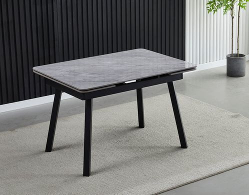 Стол раскладной MADRID CERAMIC Intarsio 120(180)*85 Серый Глянец Черный фотография