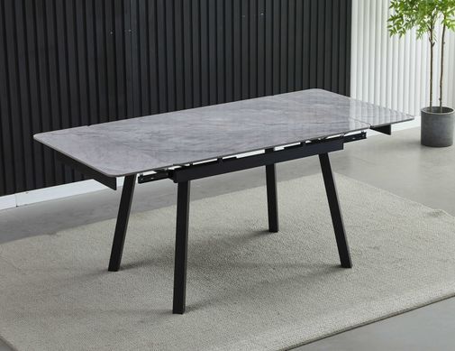 Стол раскладной MADRID CERAMIC Intarsio 120(180)*85 Серый Глянец Черный фотография