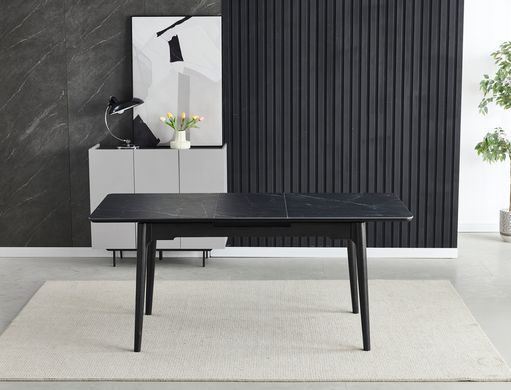 Стіл розкладний BERLIN CERAMIC Intarsio 111(140)x75 чорний мат/чорний каркас фотографія