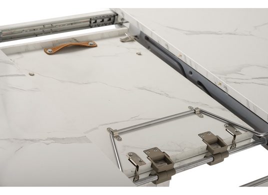 Стол раскладной TML-670 VETRO 110x110 Белый Мрамор фотография