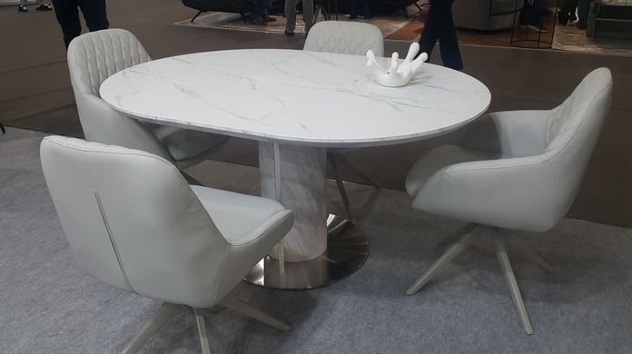 Стол раскладной TML-670 VETRO 110x110 Белый Мрамор фотография