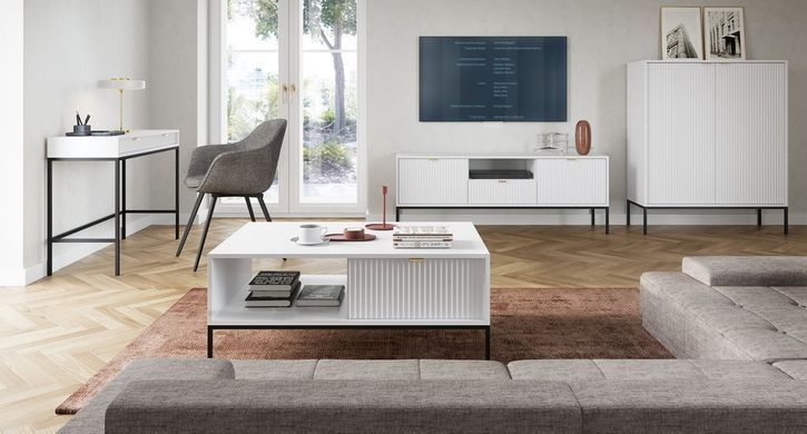 Стіл туалетний Perfect Home Нова / Nova з 2 шухлядами та чорними ніжками T104 Білий фотографія