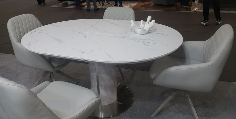 Стол раскладной TML-670 VETRO 110x110 Белый Мрамор фотография