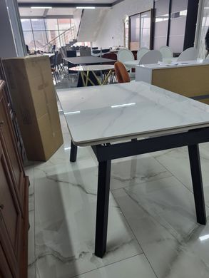 Стол Раскладной JOHN 120(180)x85 Signal Белый Мрамор / Черный Мат фотография