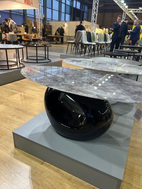 Журнальний столик ETNA Ceramic Signal 110x60 Сірий Ефект Мармуру /Чорний Лакований фотографія